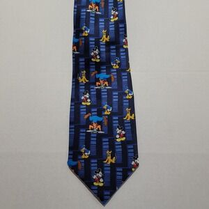 Disney Unlimited Blue Mickey, Donald, Pluto & Goofy Silk Necktie